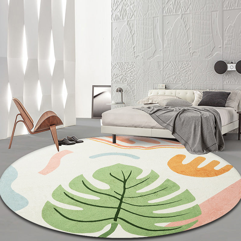 BowLift | Green Tropical Area Rug Polyester Botanical Pattern Rug Washable Pet-Friendly Non-Slip Carpet for Study