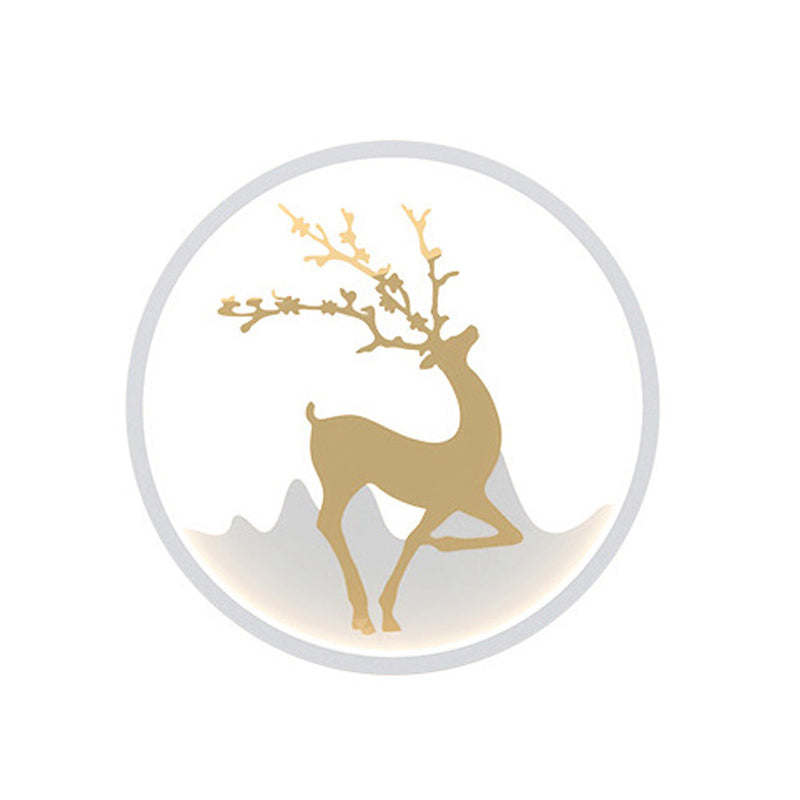 BowLift | Deer Wall Lamp Nordic Metallic Black/White-Gold LED Circle Wall Light in Warm/White Light for Bedroom