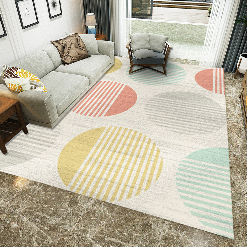 BowLift | Yellow and Red Modern Carpet Polyester Striped Geometric Color Block Carpet Washable Non-Slip Back Rectangular Rug for Living Room