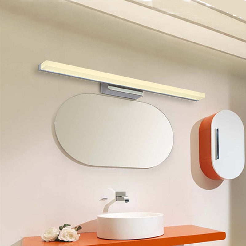 BowLift | 16"/31.5"/47" W Acrylic Straight Makeup Lamp Minimalism Chrome LED Wall Mounted Light in Chrome