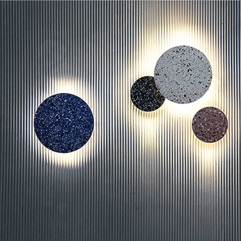BowLift | Disc-shaped LED wall lamp Minimalist terrazzo bedroom wall light in Pink/Blue/Black, 7"/10" B
