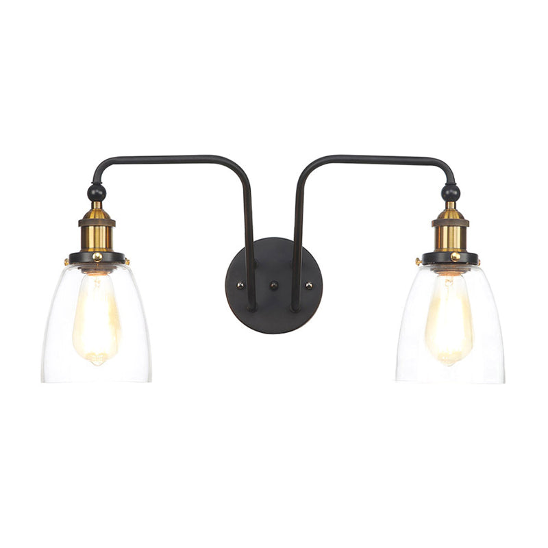 BowLift | 2 Lights Bright Glass Sconce Lamp Industrial Style Black Cone/Bowl Living Room Wall Lighting Idea