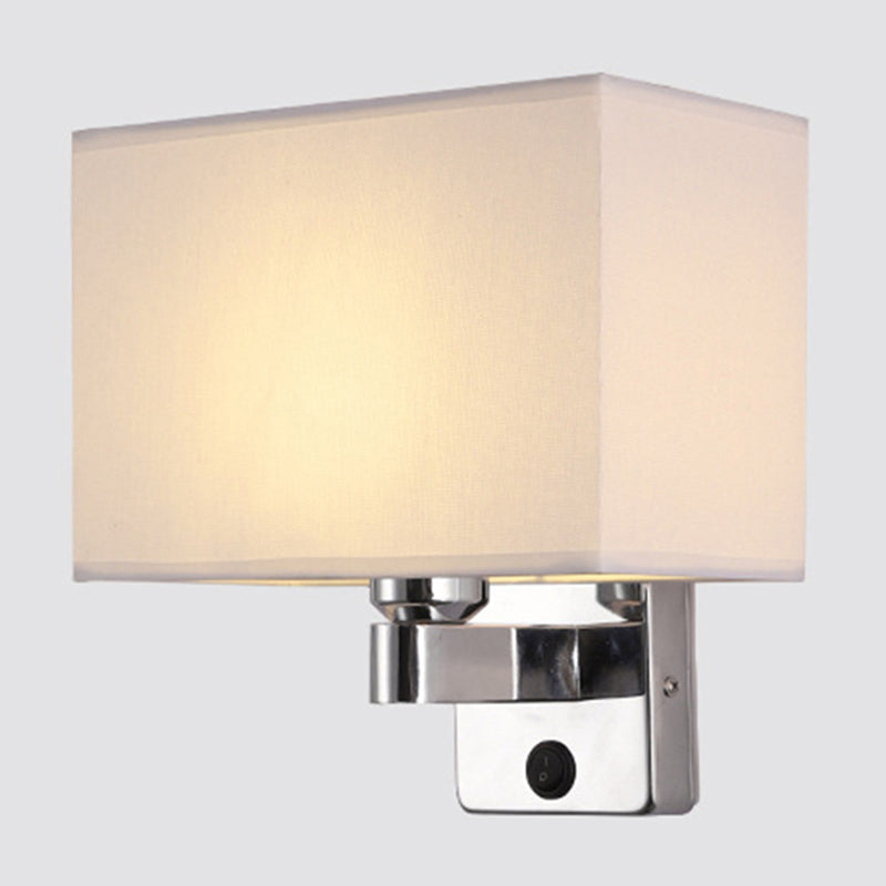 BowLift | 1-Light Bedroom Wall Lamp Nordic Black/White/Beige and Chrome Wall Light with Oval/Square Fabric Shade