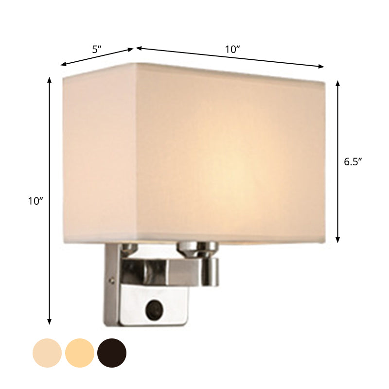BowLift | 1-Light Bedroom Wall Lamp Nordic Black/White/Beige and Chrome Wall Light with Oval/Square Fabric Shade