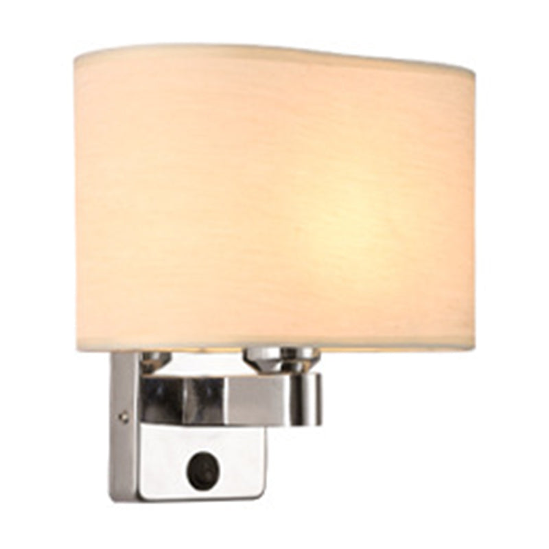 BowLift | 1-Light Bedroom Wall Lamp Nordic Black/White/Beige and Chrome Wall Light with Oval/Square Fabric Shade
