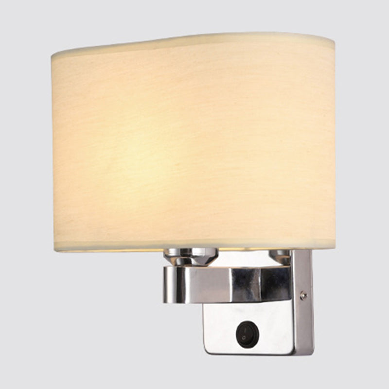 BowLift | 1-Light Bedroom Wall Lamp Nordic Black/White/Beige and Chrome Wall Light with Oval/Square Fabric Shade