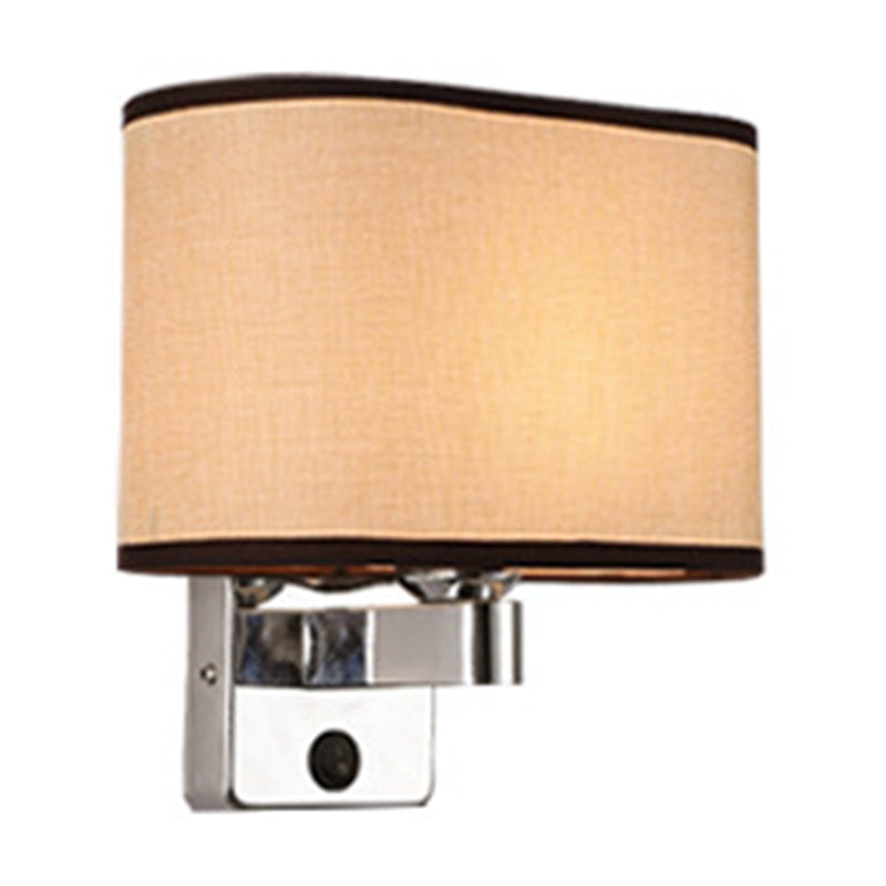 BowLift | 1-Light Bedroom Wall Lamp Nordic Black/White/Beige and Chrome Wall Light with Oval/Square Fabric Shade