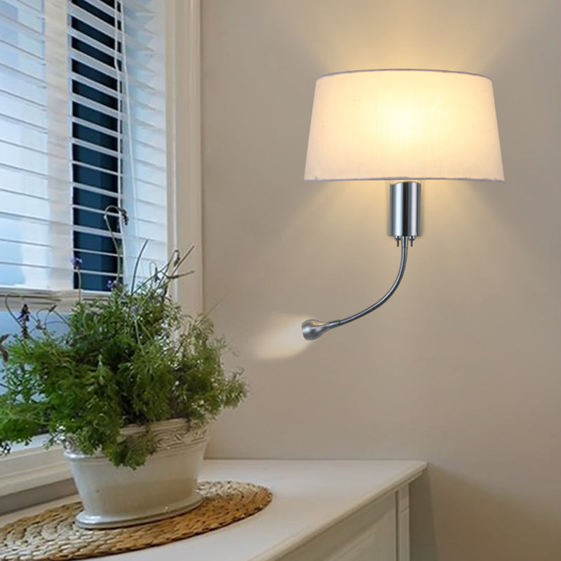 BowLift | Half-Empire Shadow Flush Wall Light Modern Fabric 1 Head Bedroom Spotlight Reading Wall Light in Black/Beige/White