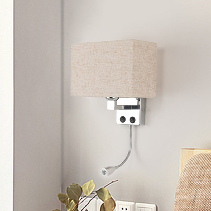 BowLift | Fabric Rectangular Spotlight Wall Light Nordic 1-Light Black/Linen/Beige Wall Mounted Lighting Fixture