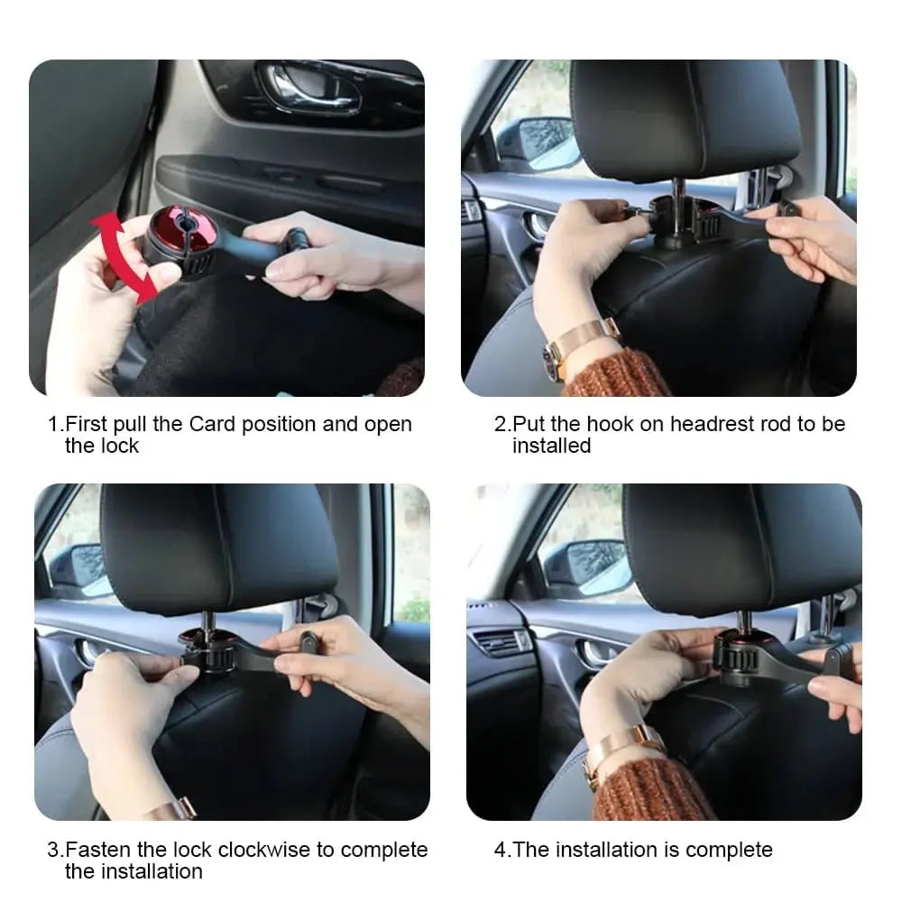 BowLift | 2-in-1 Car Headrest Hooks – Holds Bags & Serves as Smartphone Holder