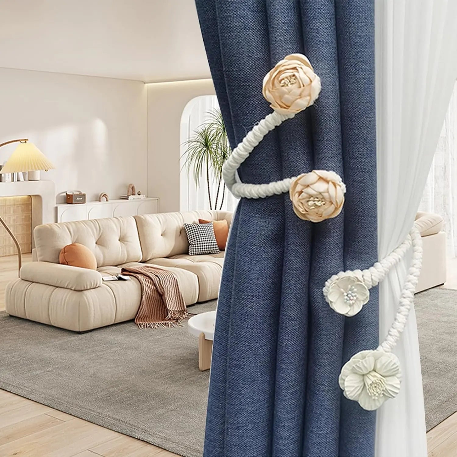 BowLift | Elegant flexible curtain holder – No drilling, No effort
