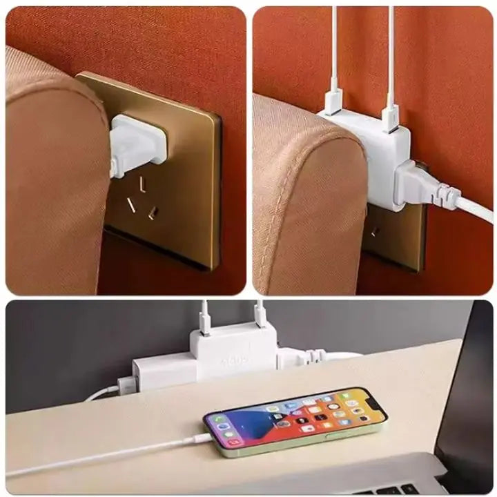 BowLift | 180° Redatable Compact 3-Way Socket Adapter