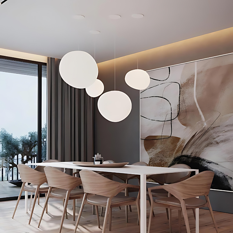 BowLift | GloStone | Elegant Glass Pebble Pendant Light