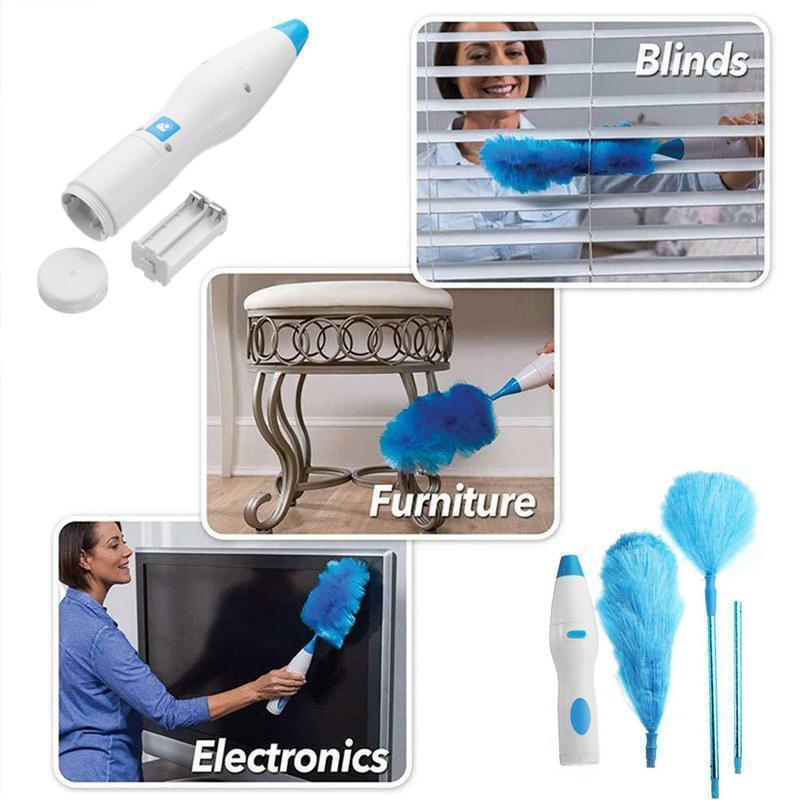 BowLift | 360° rotating electric spin duster motorized dust cloth with 2 brushes