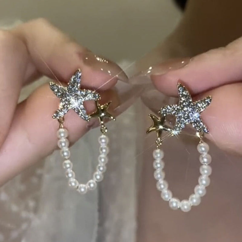 BowLift | Diamond Starfish Pearl Earrings