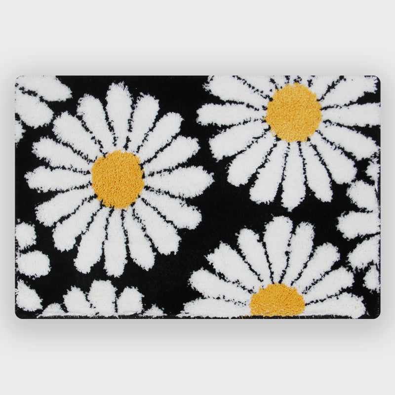 BowLift | Feblilac Sweet Daisy Bath Mat, Purple Flower Carpet Bathroom