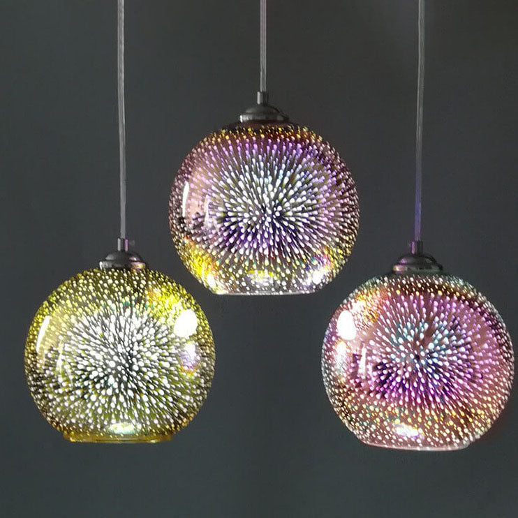 BowLift | Modern creative 3D colorful firework glass 1-light dome pendant lamp