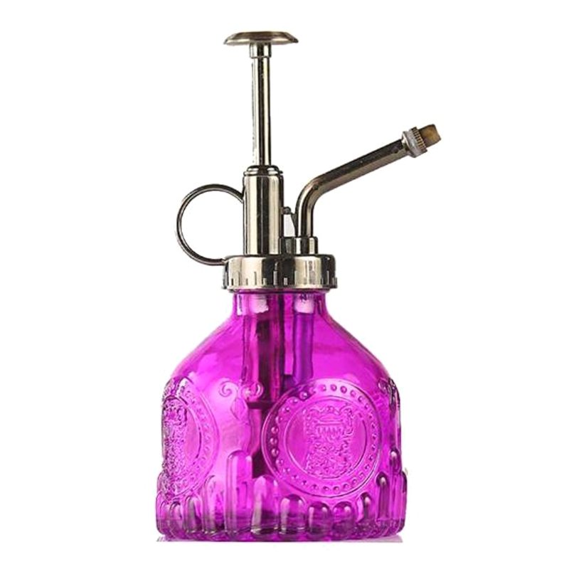 BowLift | Embossed glass bottle with metal nozzle – Plant sprayer for flower watering in vintage design