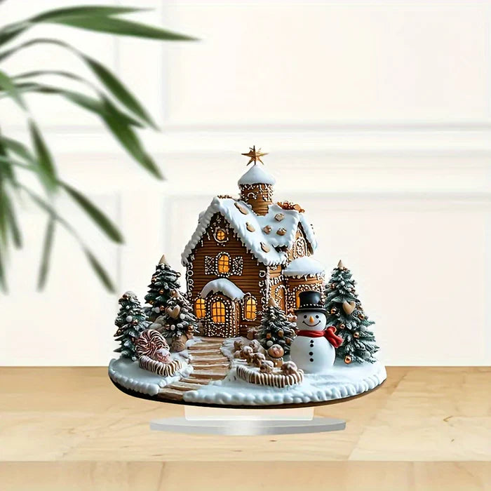 BowLift | GingerGlow - Festive ginger house in acrylic with a charming snowman
