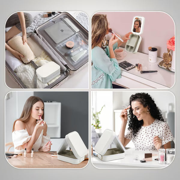 BowLift | Portable Makeup Organizer — Compact LED Mirror with Adjustable Lighting