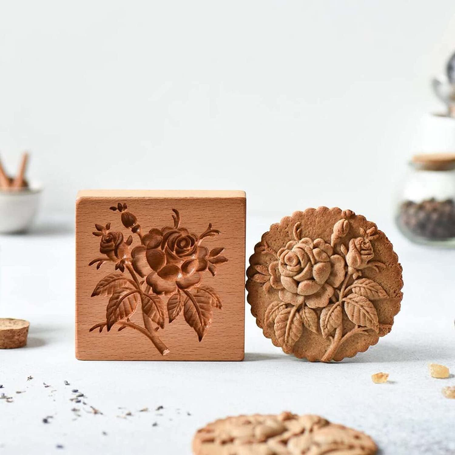 BowLift | Wooden Cookie Mold Set | Engraved Pastry Stamps | Gingerbread & Biscuit Press