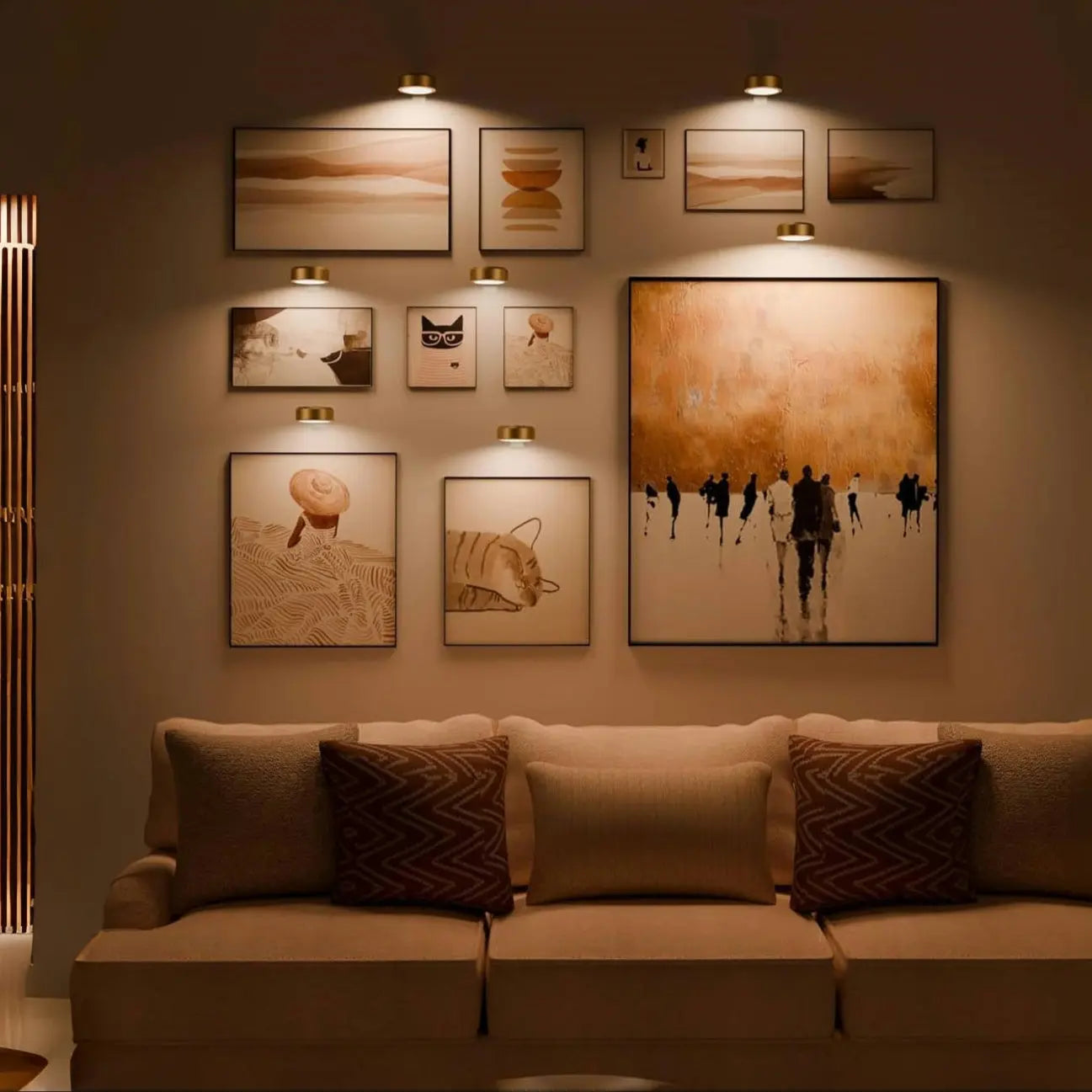 BowLift | 2 + 1 | Wireless Picture Lights – No Drilling, Rechargeable, Color Change with Remote Control