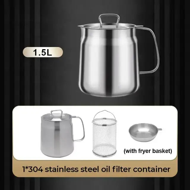 BowLift | 2-in-1 Stainless Steel Fat Filter Pot – Frying & Oil Straining in One
