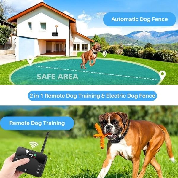 BowLift | 2-in-1 Wireless Pet Training Collars and Dog Fence Sound Check Electric and Vibrating Shock Dog Collar Fence From 65 to 1640 Feet