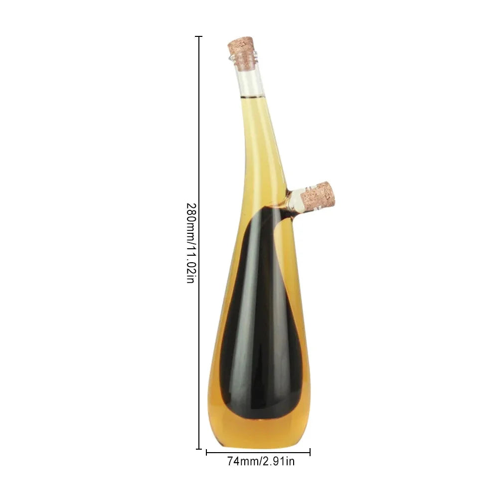 2 In 1 Double Layer Glass Olive Oil Bottle with Stopper Double Pourer | Bowlift