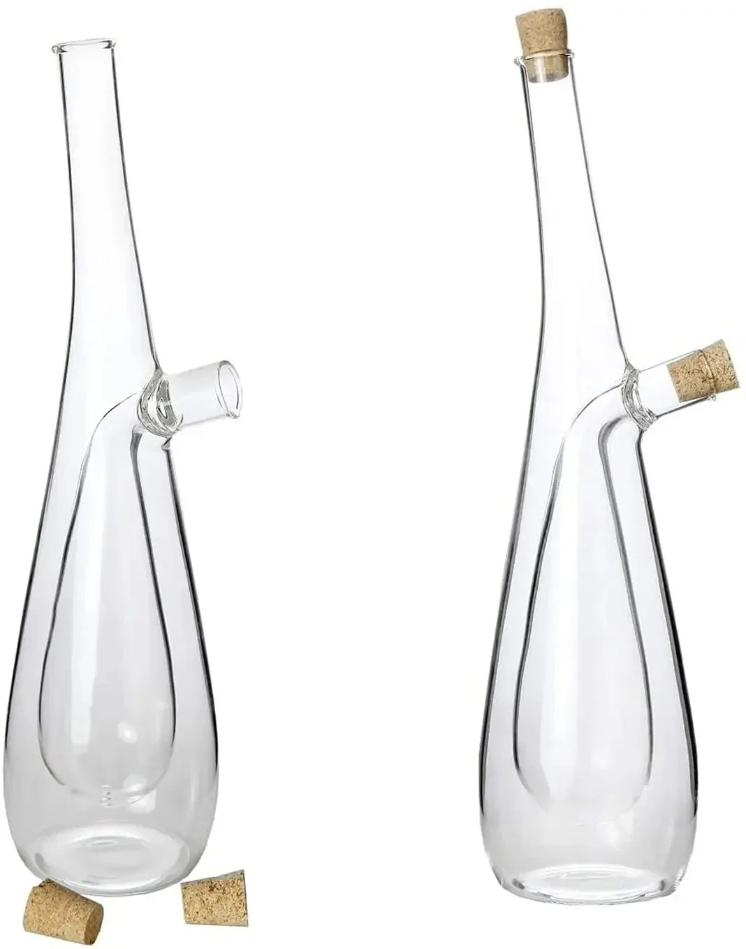 2 In 1 Double Layer Glass Olive Oil Bottle with Stopper Double Pourer | Bowlift