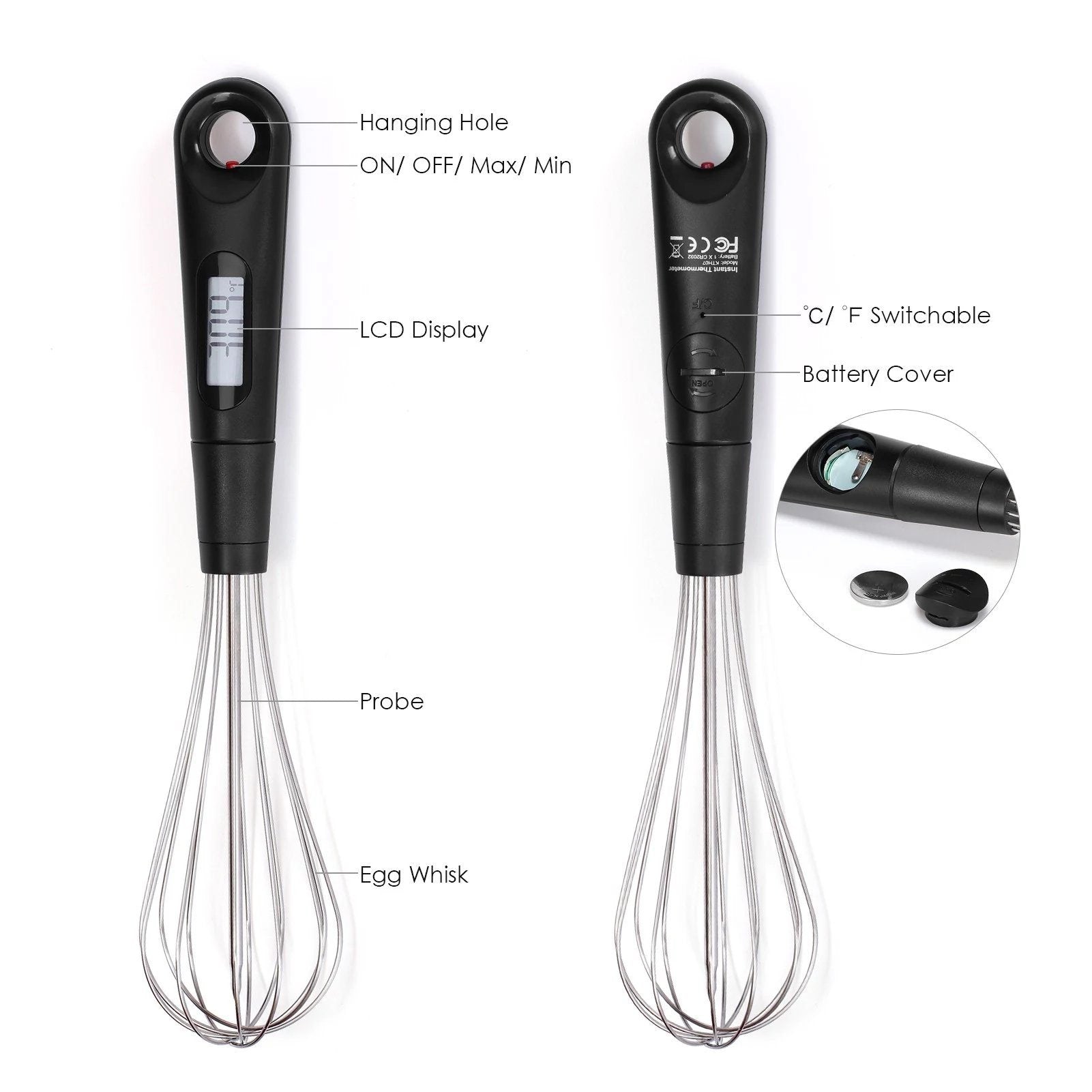 BowLift | 2-in-1 Instant-Read Food Thermometer and Egg Beater
