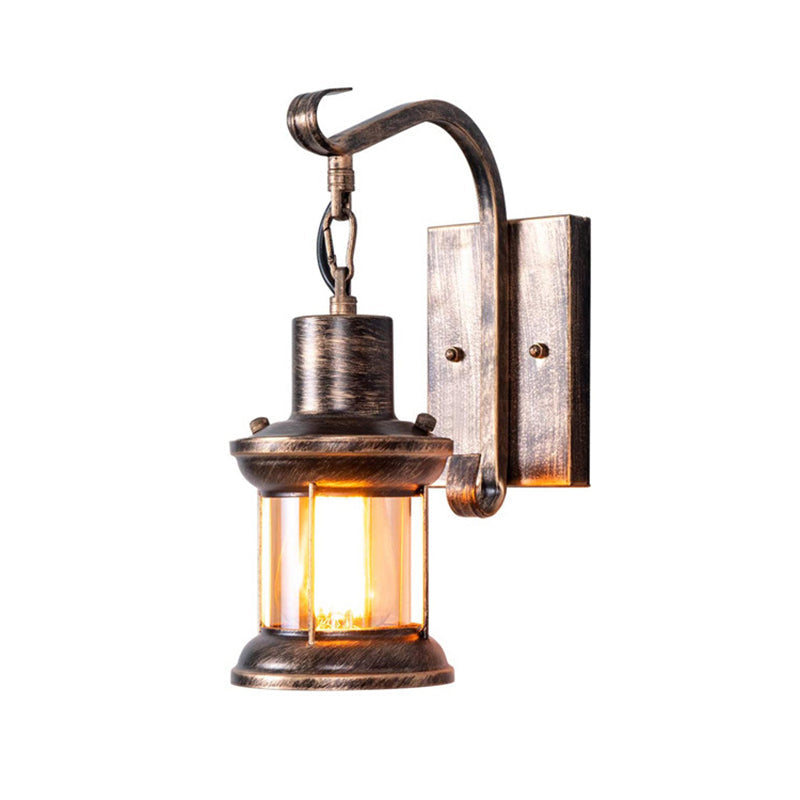 BowLift | 1 Light Clear Glass Wall Light Nautical Bronze Kerosene Hall Wall Lights