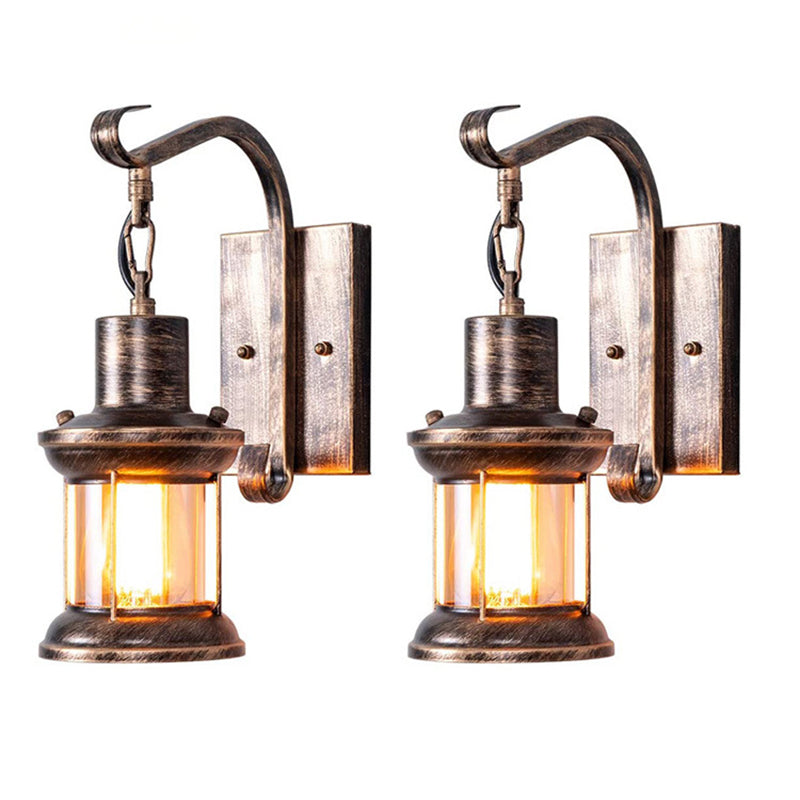BowLift | 1 Light Clear Glass Wall Light Nautical Bronze Kerosene Hall Wall Lights