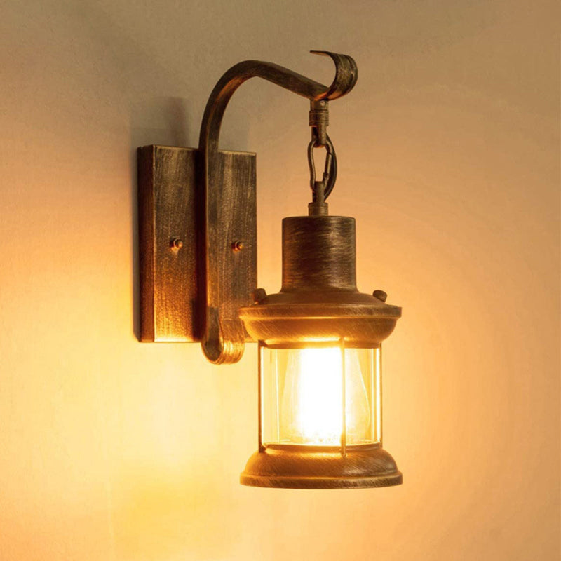 BowLift | 1 Light Clear Glass Wall Light Nautical Bronze Kerosene Hall Wall Lights