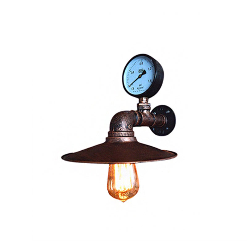 BowLift | 1 Light Wide Flare Wall Lamp Fixture Industrial Rust Metal Wall Mounted Lamp with Water Meter Decoration