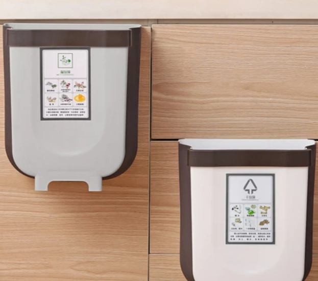 BowLift | Foldable Kitchen Cabinet Door Hanging Trash Bin, with Garbage Bag Fixing Strap and Strong Load-bearing Capacity, for Kitchen, Bathroom, Car and More