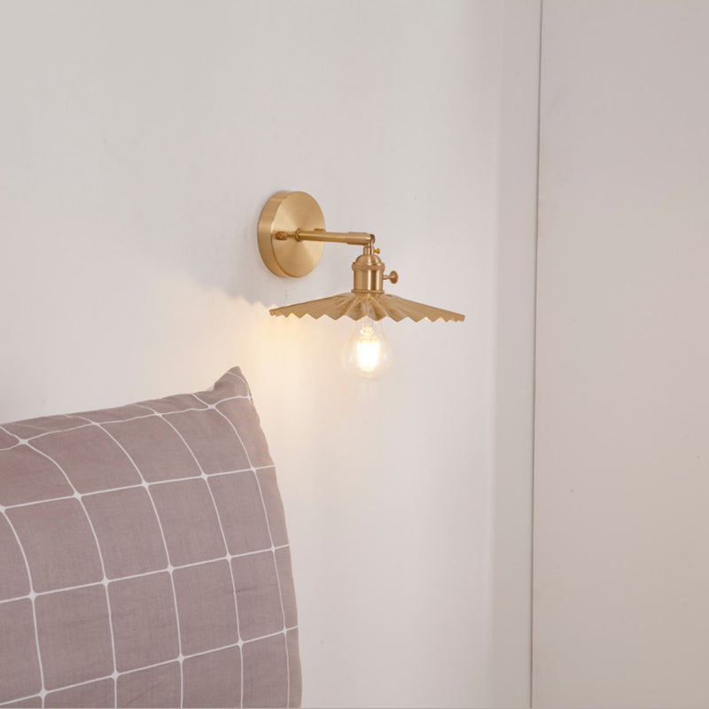 BowLift | 1 Light Cone Wall Lighting Ideas Industrial Brass Metal Wall Mounted Lamp for Nightstand