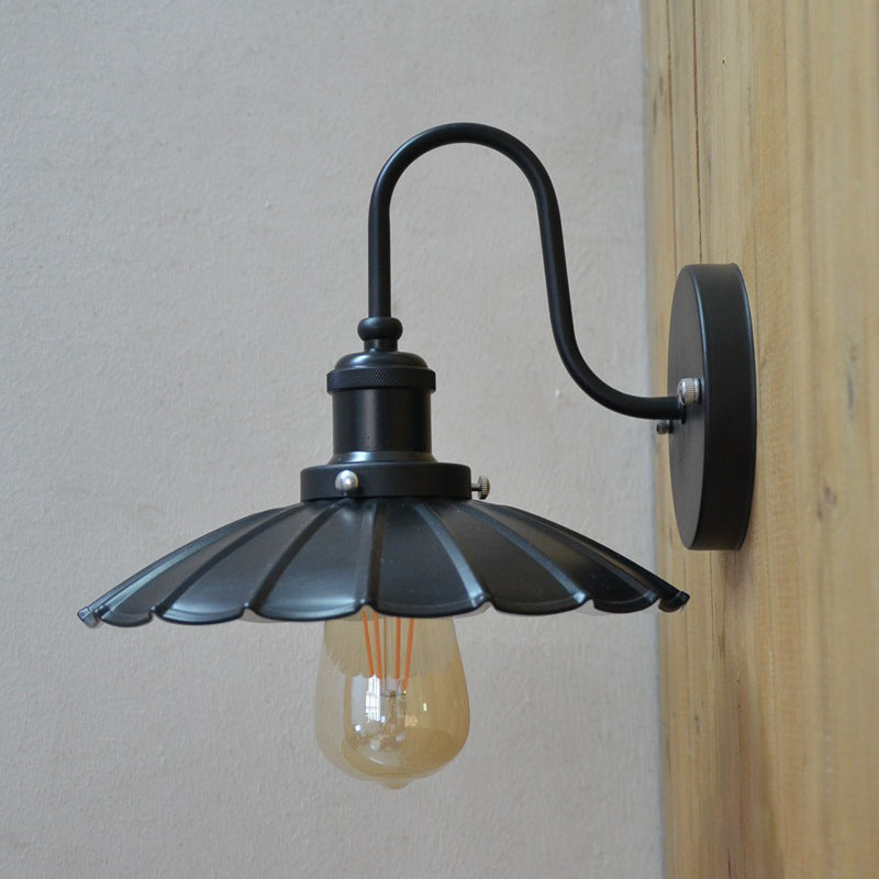 BowLift | 1-Bulb Wall Hanging Lamp Stock Bedroom Wall Lighting with Conical Metal Shade in Black