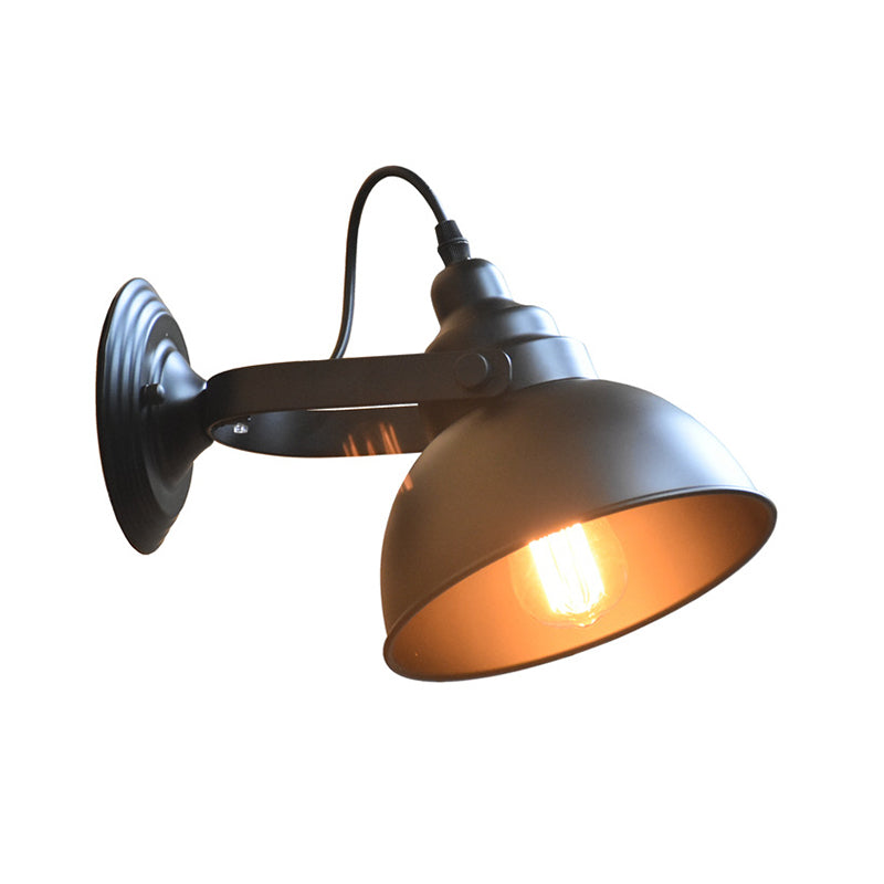 BowLift | 1-Head Wall Lamp Sconce Farm Bowl Shade Metal Wall Lighting with Adjustable Handle in Black