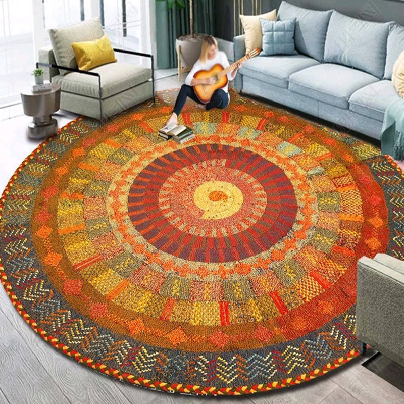 BowLift | Ethnic Multicolor Floral Rug Synthetic Pearls Rug Non-Slip Backing Pet-Friendly Machine Washable Rug for Large Room
