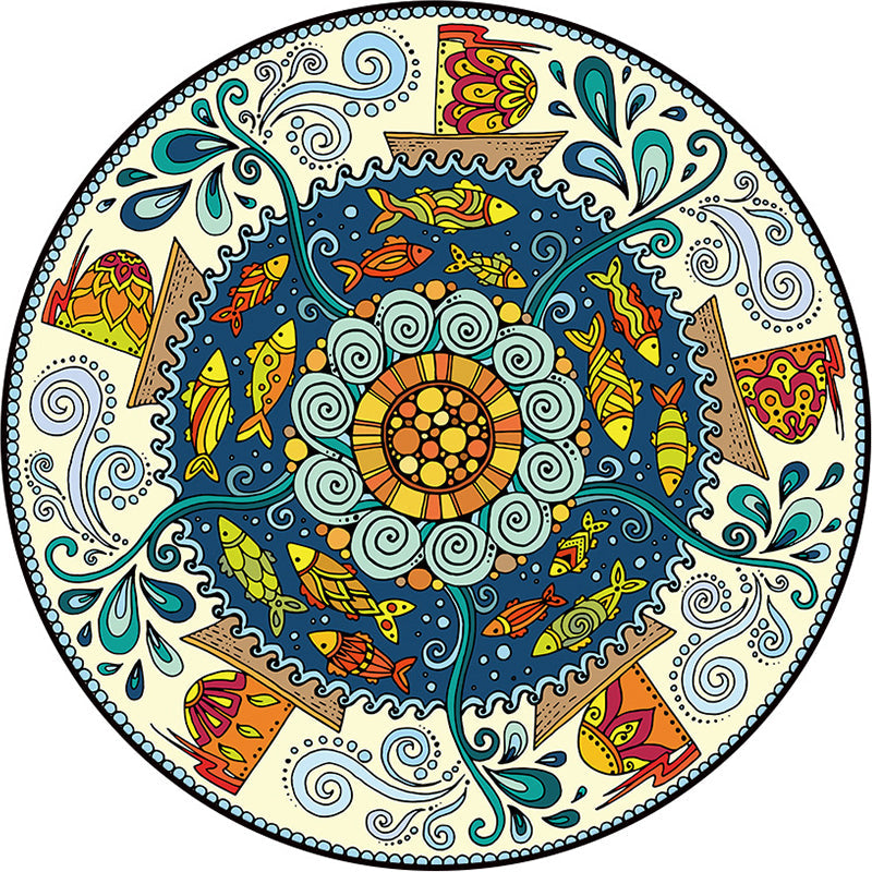 BowLift | Ethical Moroccan Style Rug Multicolored Flower Rug Pet Friendly Anti-Slip Stain Resistant Rug for Living Room