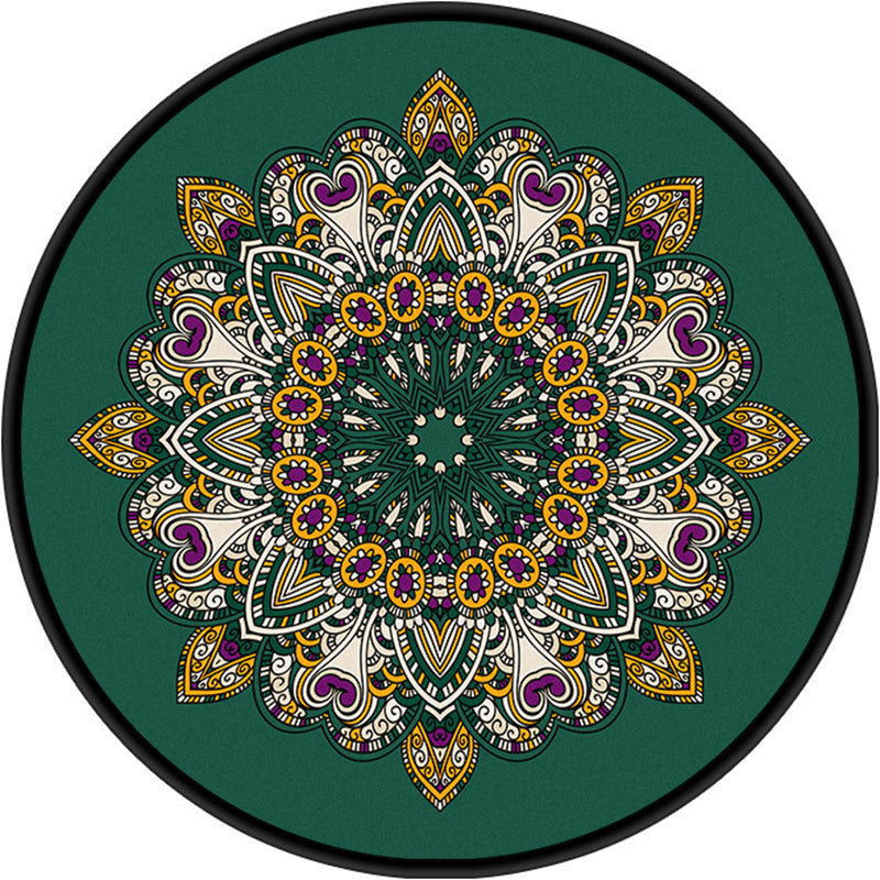 BowLift | Turkish Mandala Rug Multicolor Synthetic Rug Washable Pet Friendly Non-Slip Back Rug for Living Room