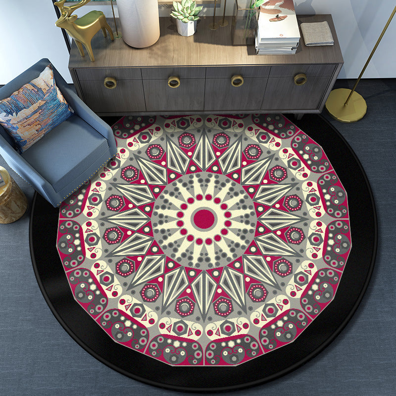 BowLift | Turkish Mandala Rug Multicolor Synthetic Rug Washable Pet Friendly Non-Slip Back Rug for Living Room