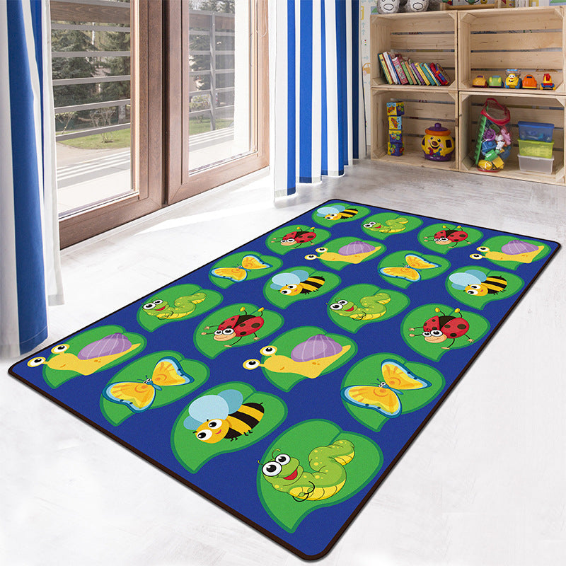 BowLift | Educational Multicolor Zoo Print Rug Synthetic Cartoon Rug Non-Slip Play Mat for Children
