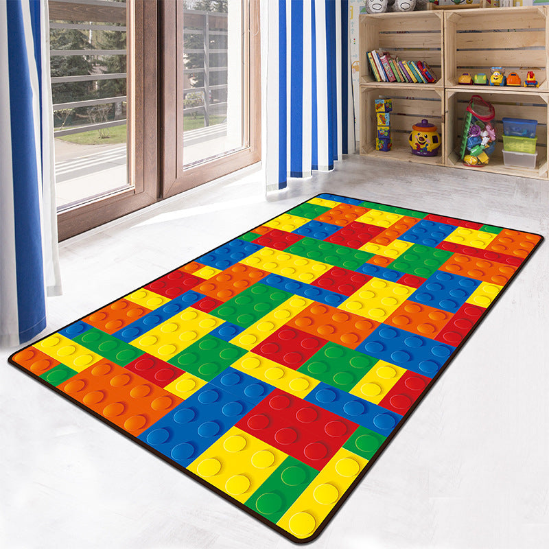 BowLift | Educational Multicolor Zoo Print Rug Synthetic Cartoon Rug Non-Slip Play Mat for Children
