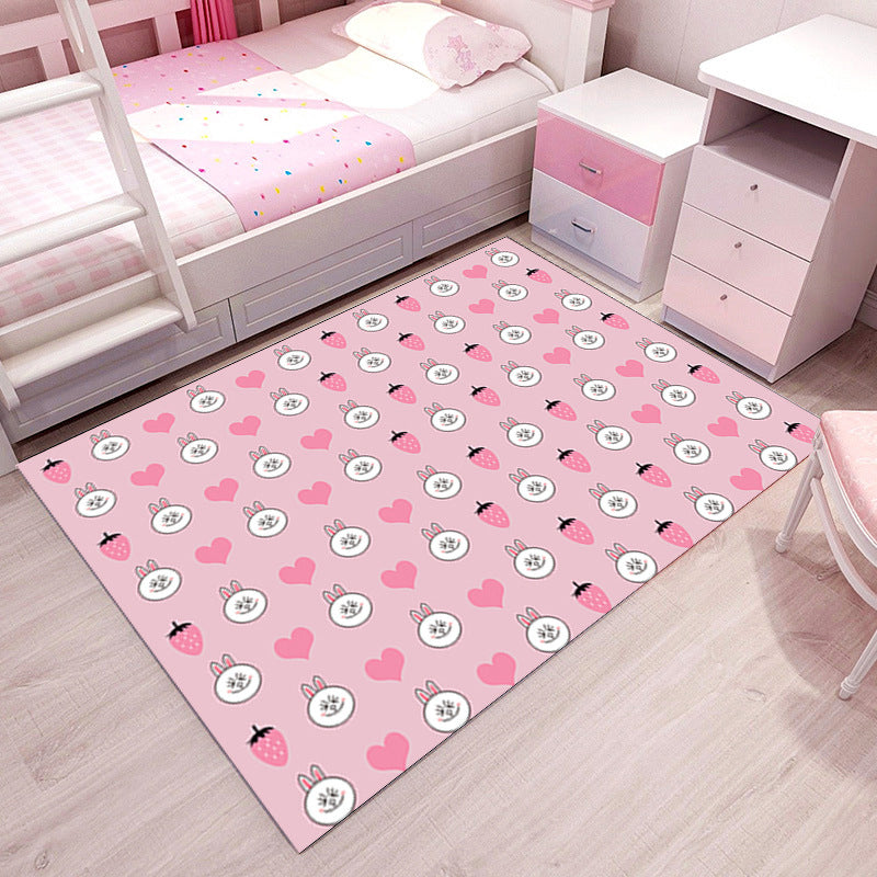 BowLift | Girlish Pattern Carpet Multicolor Children Carpet Polyester Non-slip Back Stain-resistant Washable Rug for Bedroom