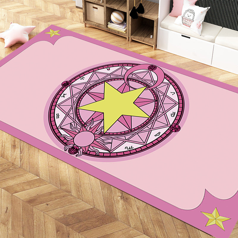 BowLift | Girlish Pattern Carpet Multicolor Children Carpet Polyester Non-slip Back Stain-resistant Washable Rug for Bedroom