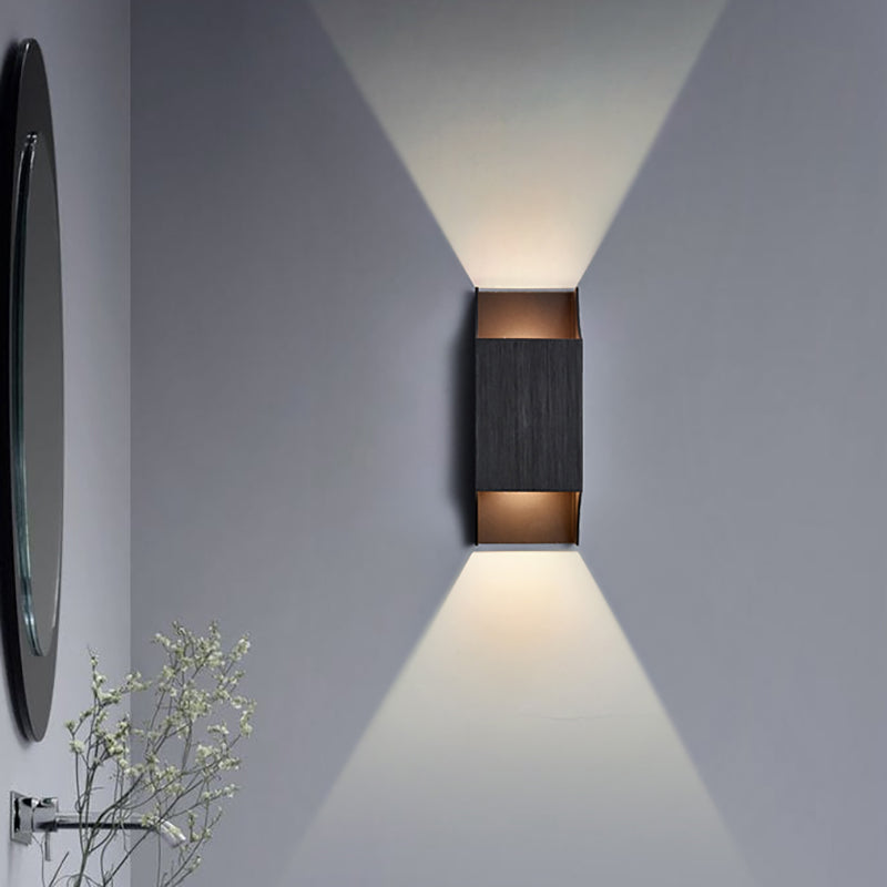 BowLift | 1 Light Bedroom Up and Down LED Wall Lamp with Geometric Metal Shade Black/Grey/White Wall Mount Light