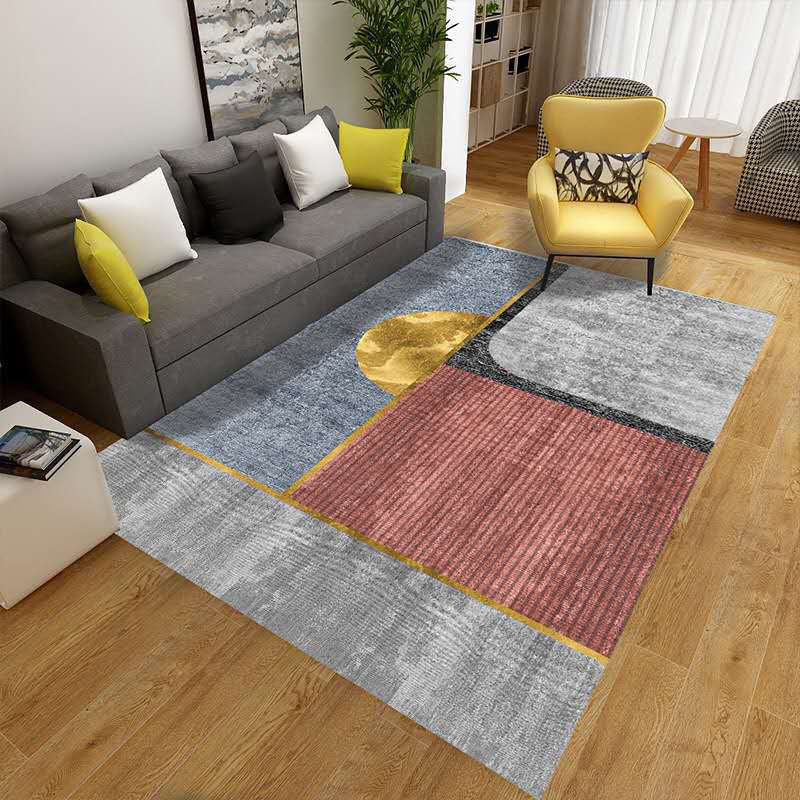 BowLift | Multicolor Living Room Carpet Mid-Century Geometric Carpet Polyester Washable Non-Slip Pet-Friendly Carpet