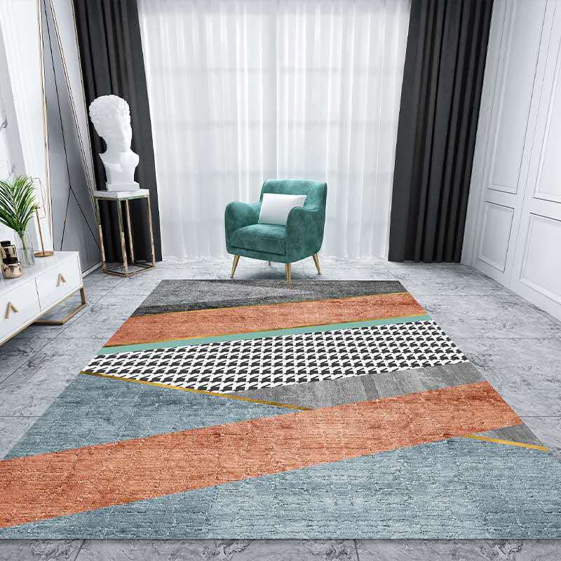 BowLift | Multicolor Living Room Carpet Mid-Century Geometric Carpet Polyester Washable Non-Slip Pet-Friendly Carpet